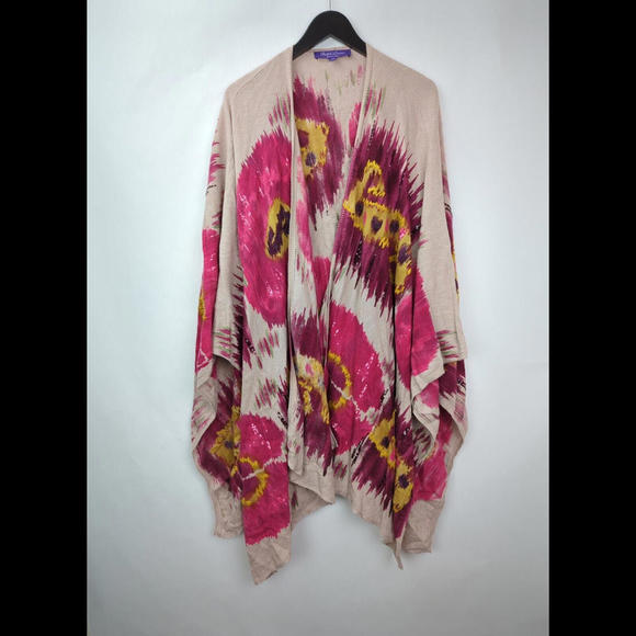 [SOLD] RALPH LAUREN PURPLE LABEL Sz XS - S Ruana Ikat Sequin Shawl COLLECTION - Picture 2 of 11